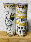 20 ounce skinny Teacher Tumblers Various Designs