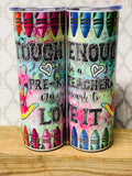 20 ounce skinny Teacher Tumblers Various Designs