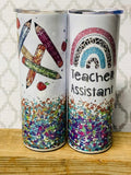 20 ounce skinny Teacher Tumblers Various Designs