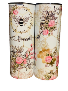 20 ounce skinny tumbler Bee Yourself Floral Design